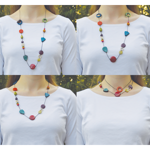 Cheveré Red, Black and White Tagua Necklace by Ande Axelrod