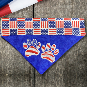 Dog Bandana - US Flag Paws by Cyndi Jensen